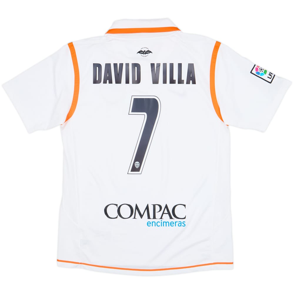 2007-08 Valencia Home Shirt David Villa #7 - 8/10 - (L)