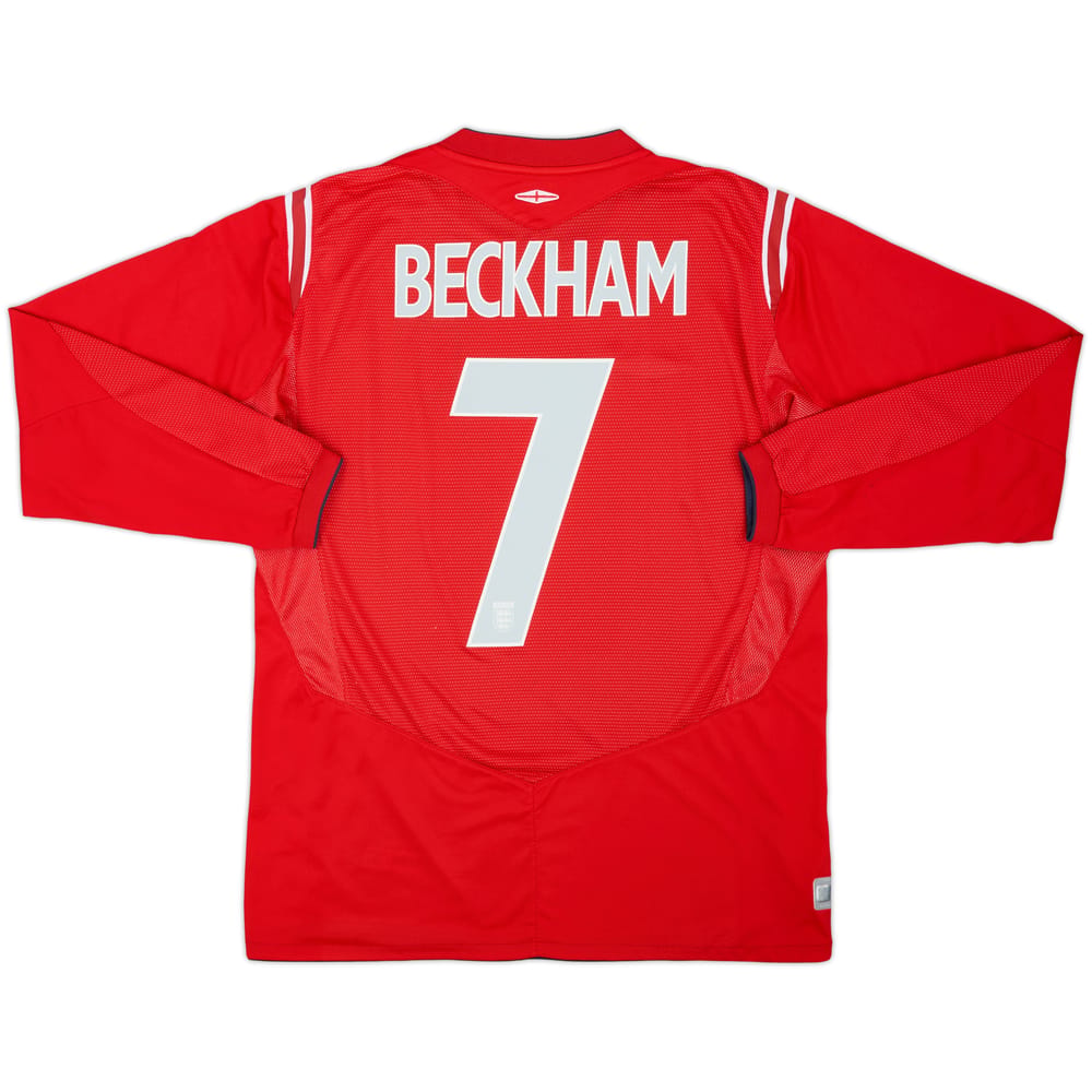 2004-06 England Away L/S Shirt Beckham #7 - 5/10 - (L)