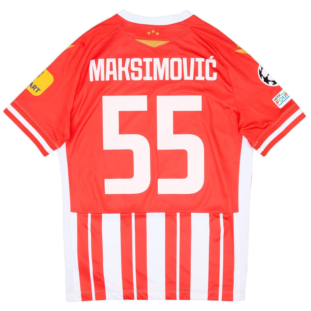 2023-24 Red Star Belgrade Match Issue Champions League Home Shirt Maksimovic #55