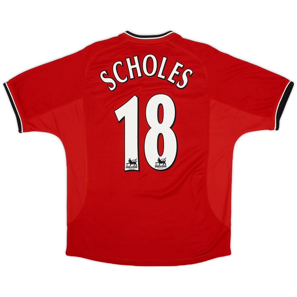 2000-02 Manchester United Home Shirt Scholes #18 - 9/10 - (M)