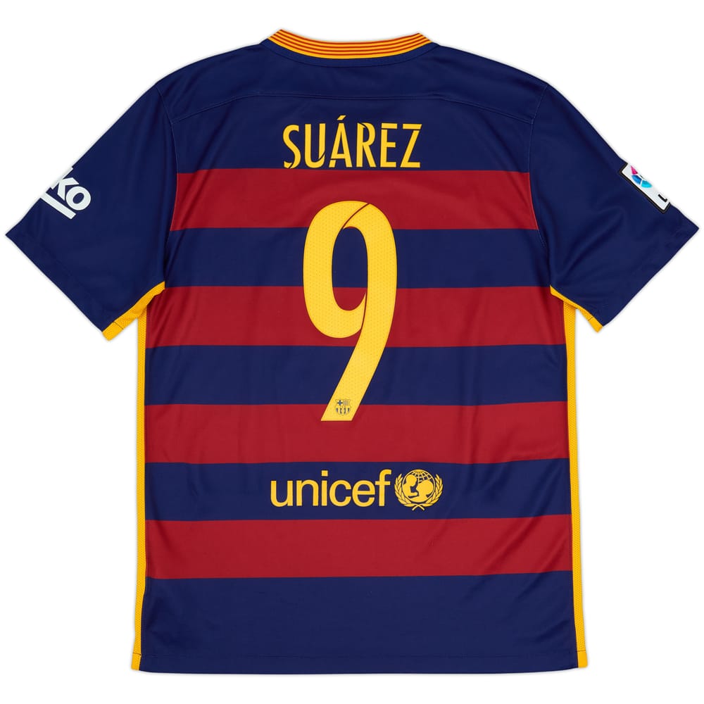 2015-16 Barcelona Home Shirt Suarez #9 - 5/10 - (M)