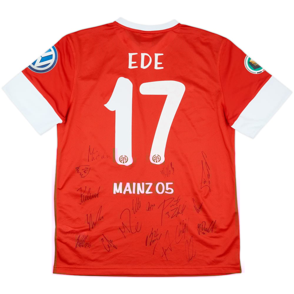 2012-13 FSV Mainz Match Issue Squad Signed DFB-Pokal Home Shirt Ede #17
