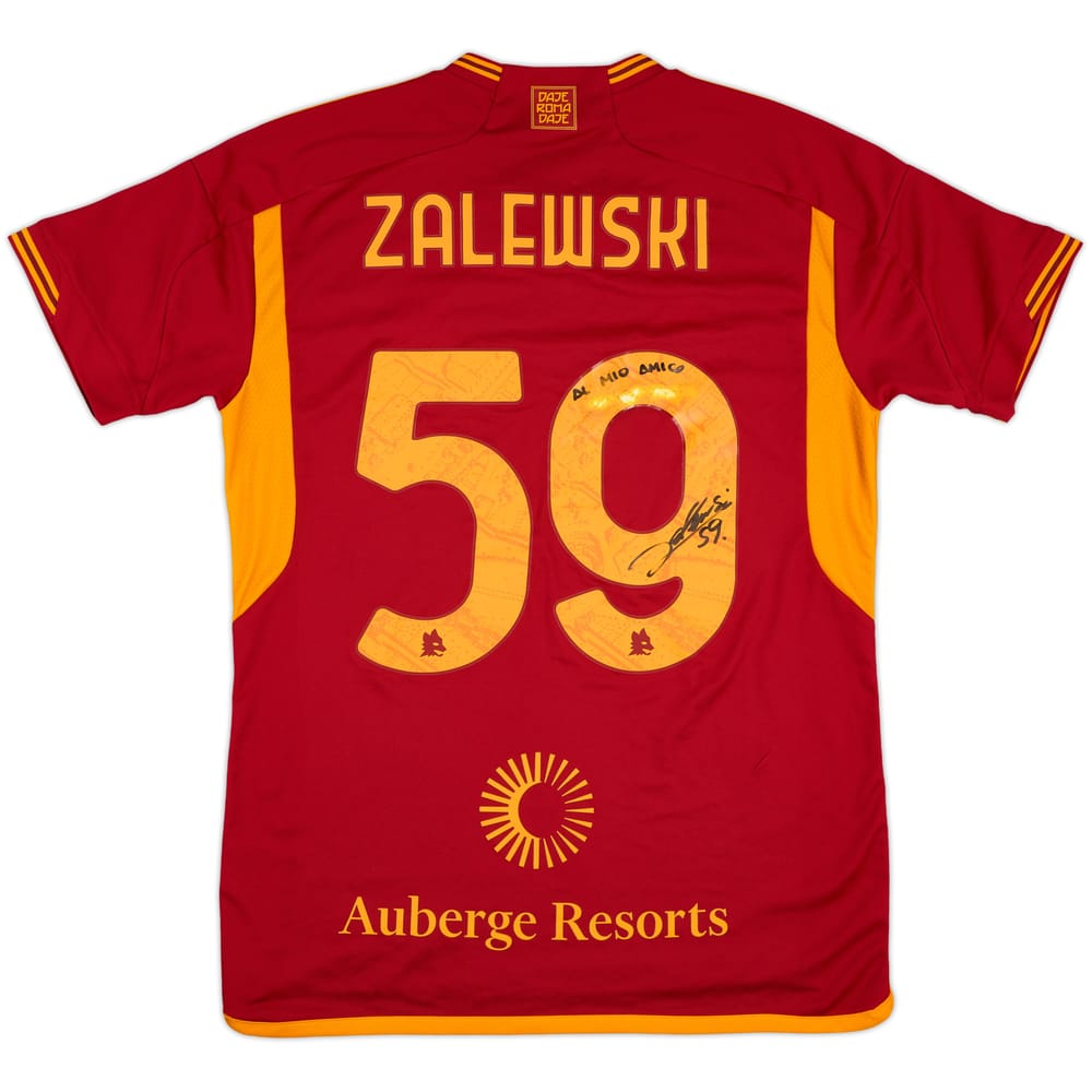 2023-24 Roma Match Issue Signed Home Shirt Zalewski #59
