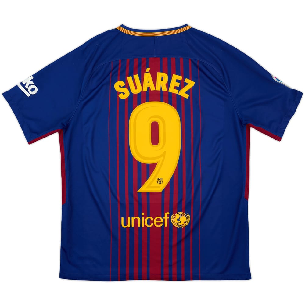 2017-18 Barcelona Home Shirt Suarez #9 - 8/10 - (L)