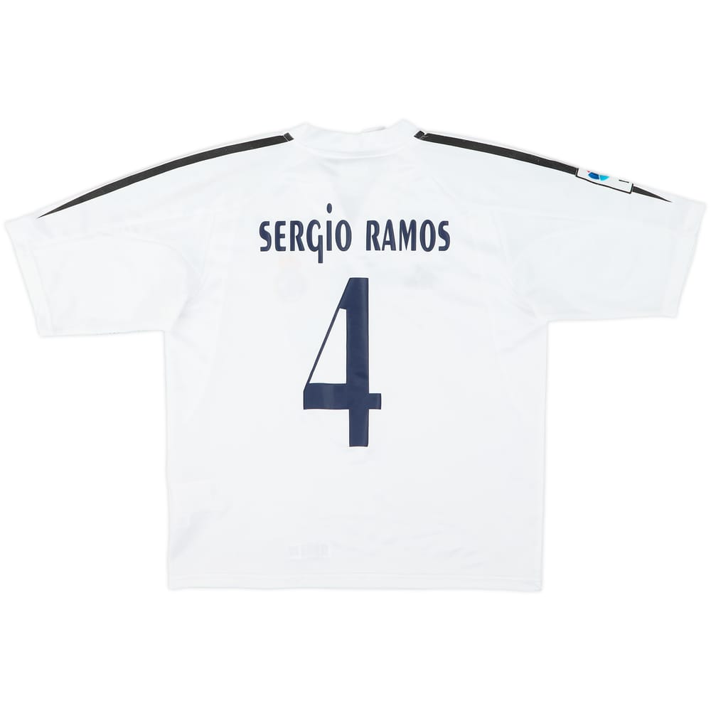 2004-05 Real Madrid Home Shirt Sergio Ramos #4 - 7/10 - (M.Boys)