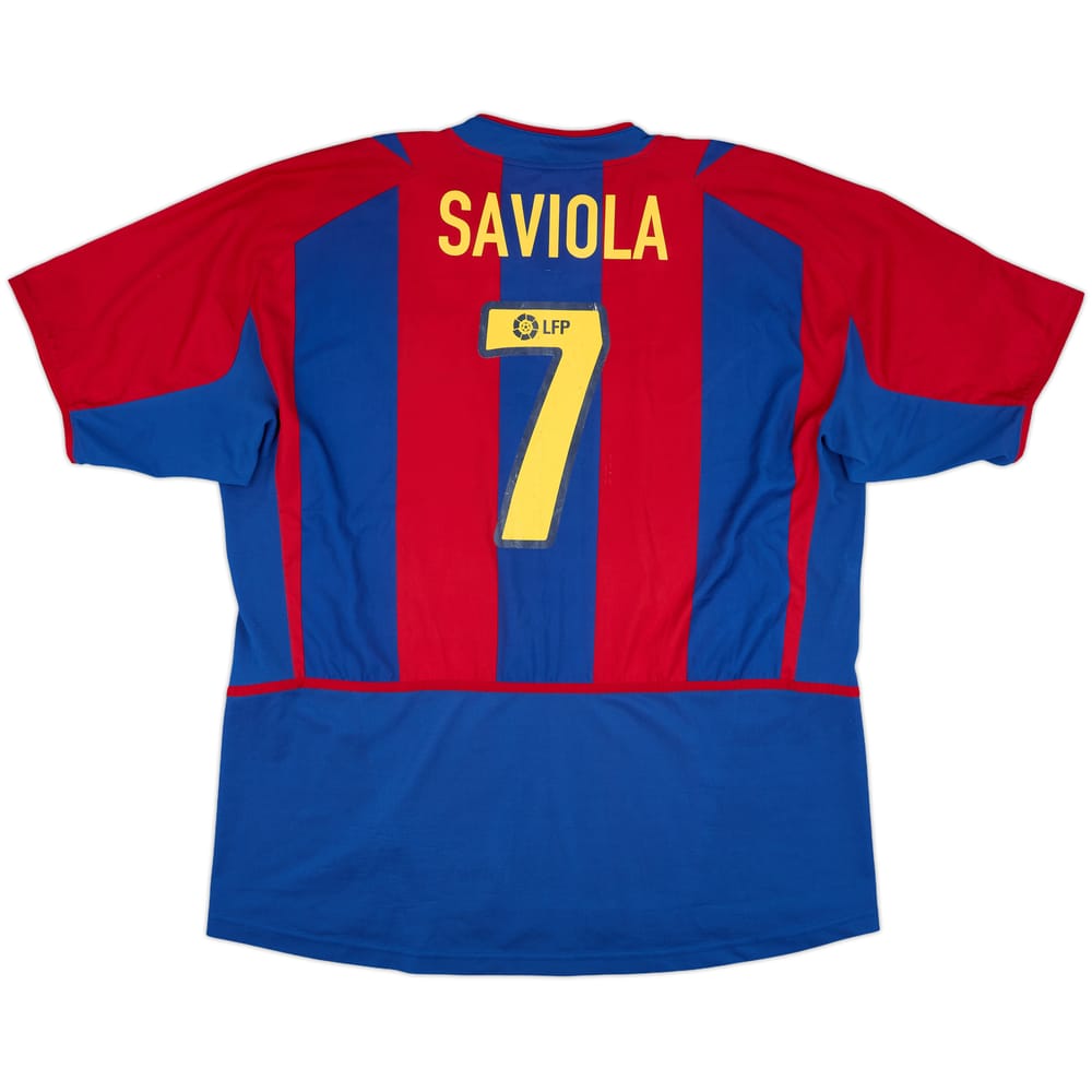 2002-03 Barcelona Home Shirt Saviola #7 - 8/10 - (XXL)