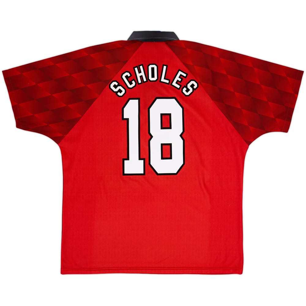 1996-98 Manchester United Home Shirt Scholes #18 - 8/10 - (XL)