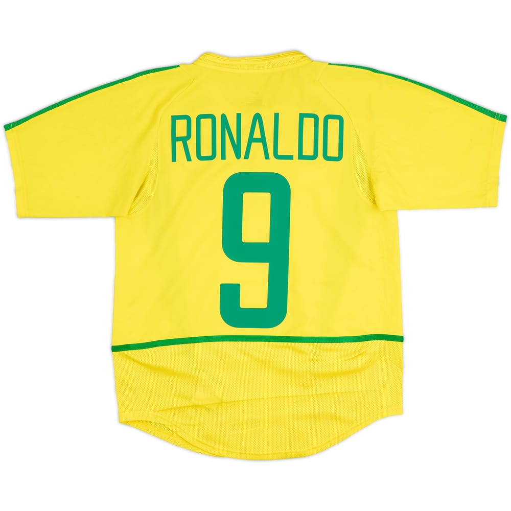 2002-04 Brazil Home Shirt Ronaldo #9 - 6/10 - (L.Boys)