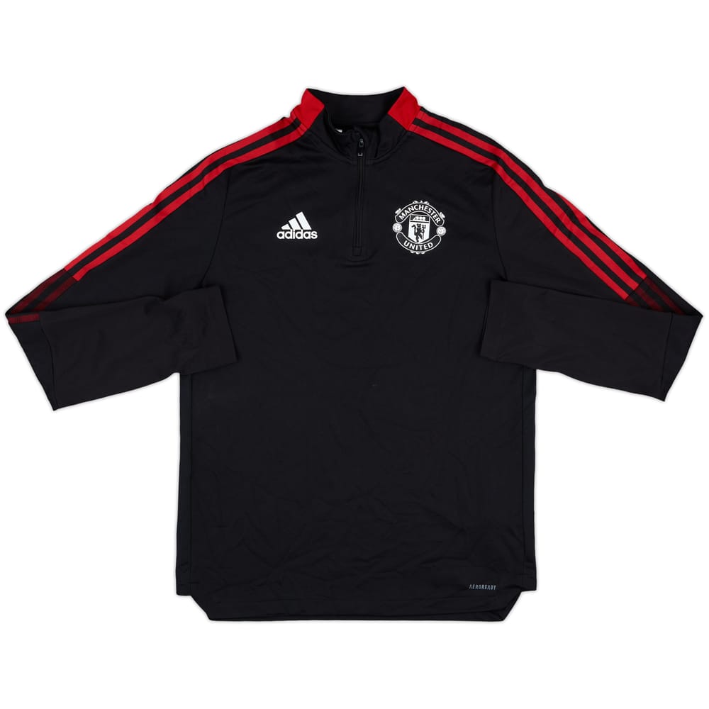 2021-22 Manchester United adidas 1/4 Zip Drill Top - 8/10 - (XL.Boys)