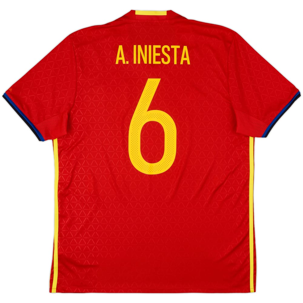 2016-17 Spain Home Shirt A. Iniesta #6 - 10/10 - (L)