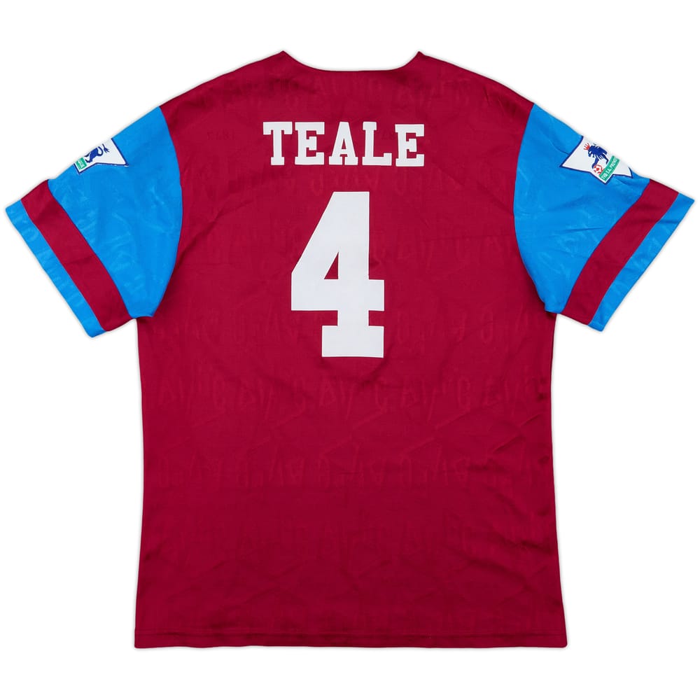 1992-93 Aston Villa Home Shirt Teale #4 - 9/10 - (M)