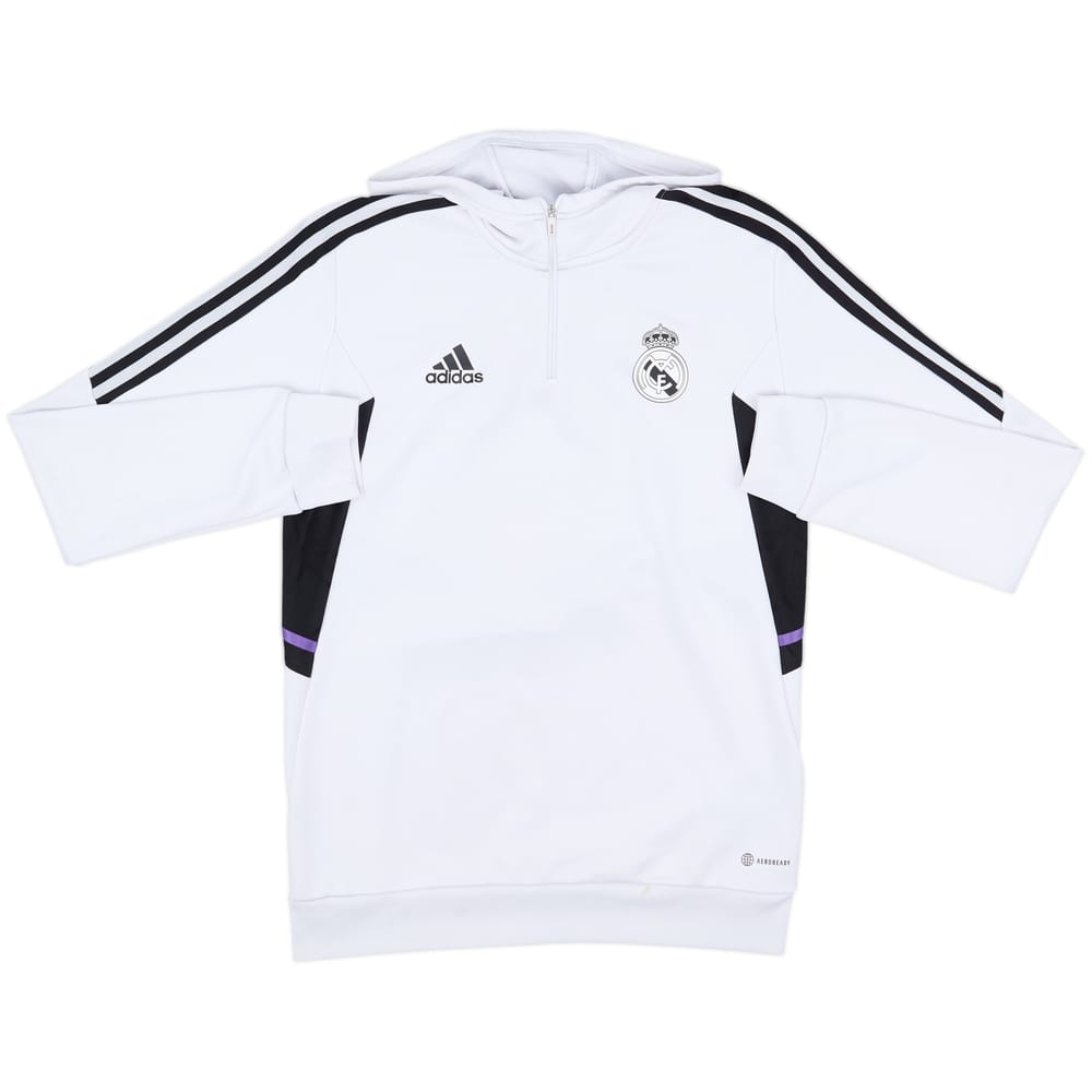 2022-23 Real Madrid adidas 1/4 Zip Hooded Sweat Top - 6/10 - (M)