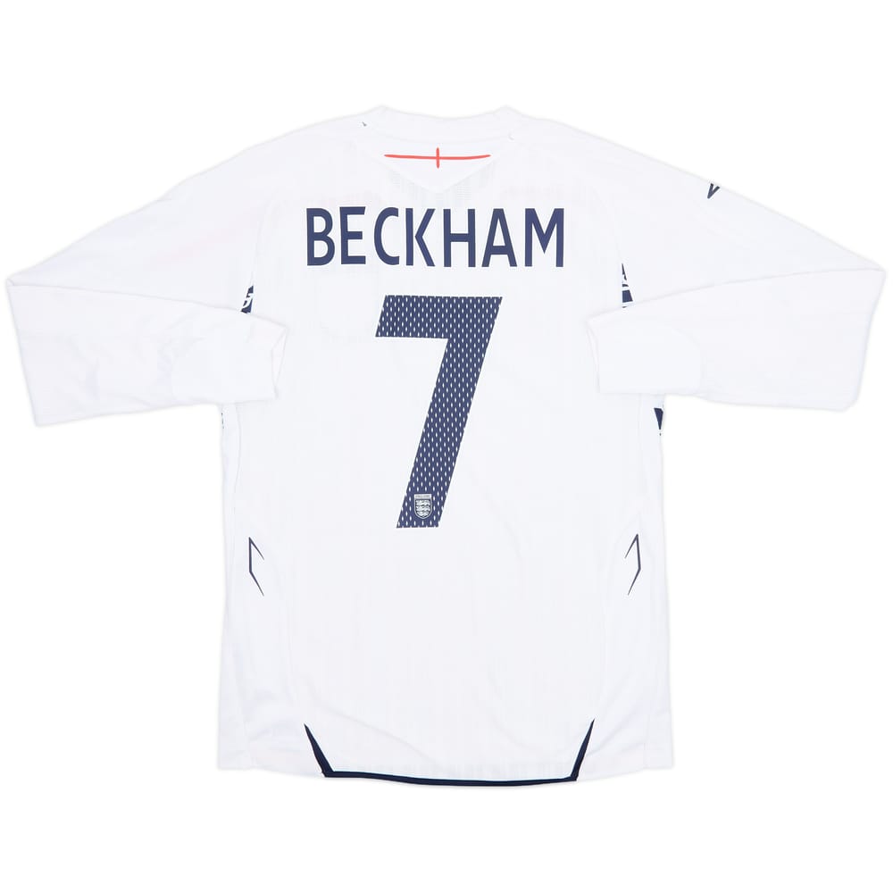 2007-09 England Home L/S Shirt Beckham #7 - 6/10 - (S)