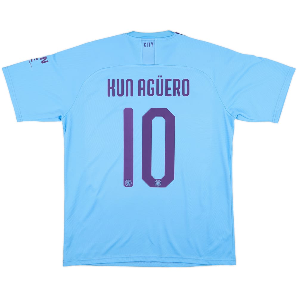 2019-20 Manchester City Home Shirt Kun Aguero #10 - 9/10 - (L)