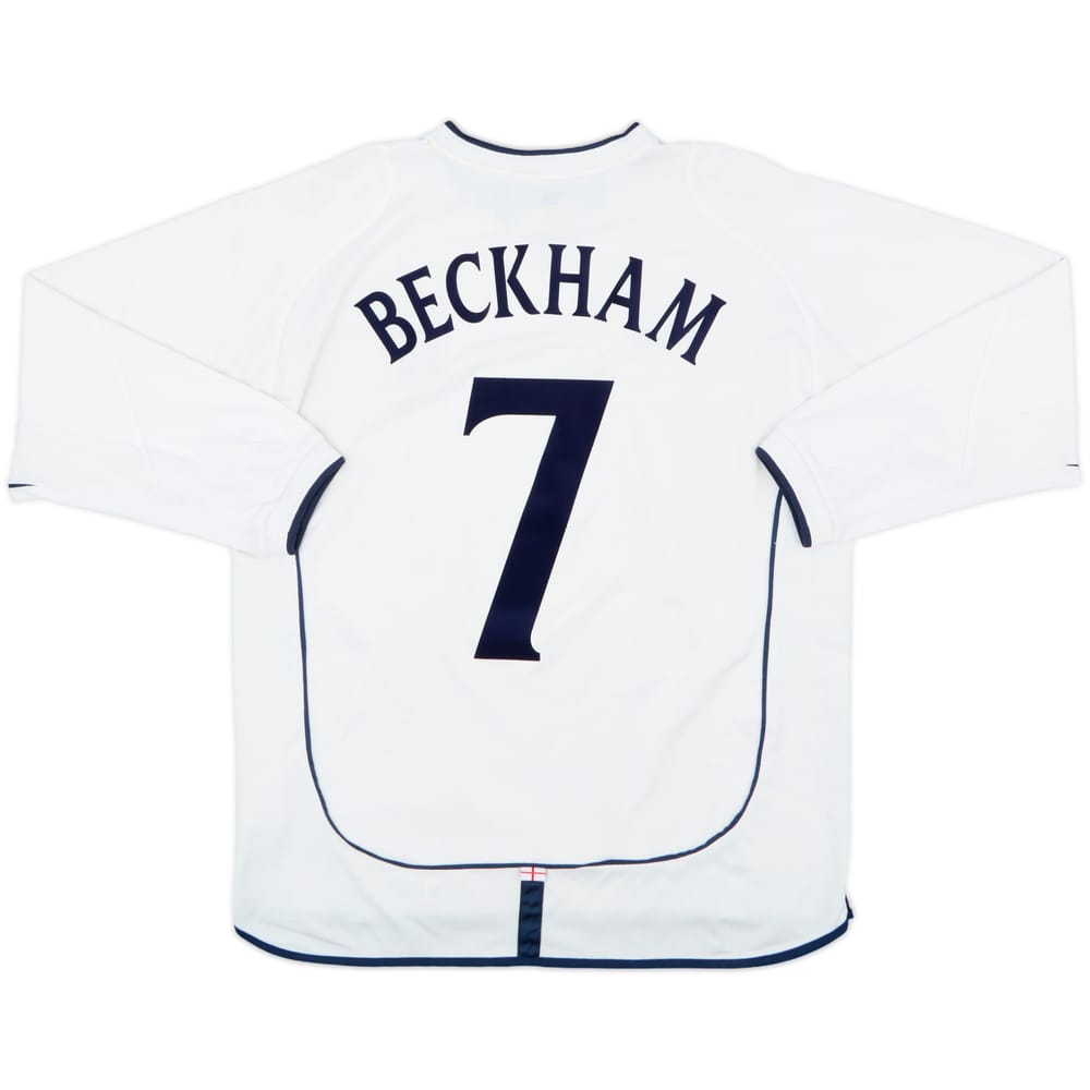 2001-03 England Home L/S Shirt Beckham #7 - 7/10 - (L)