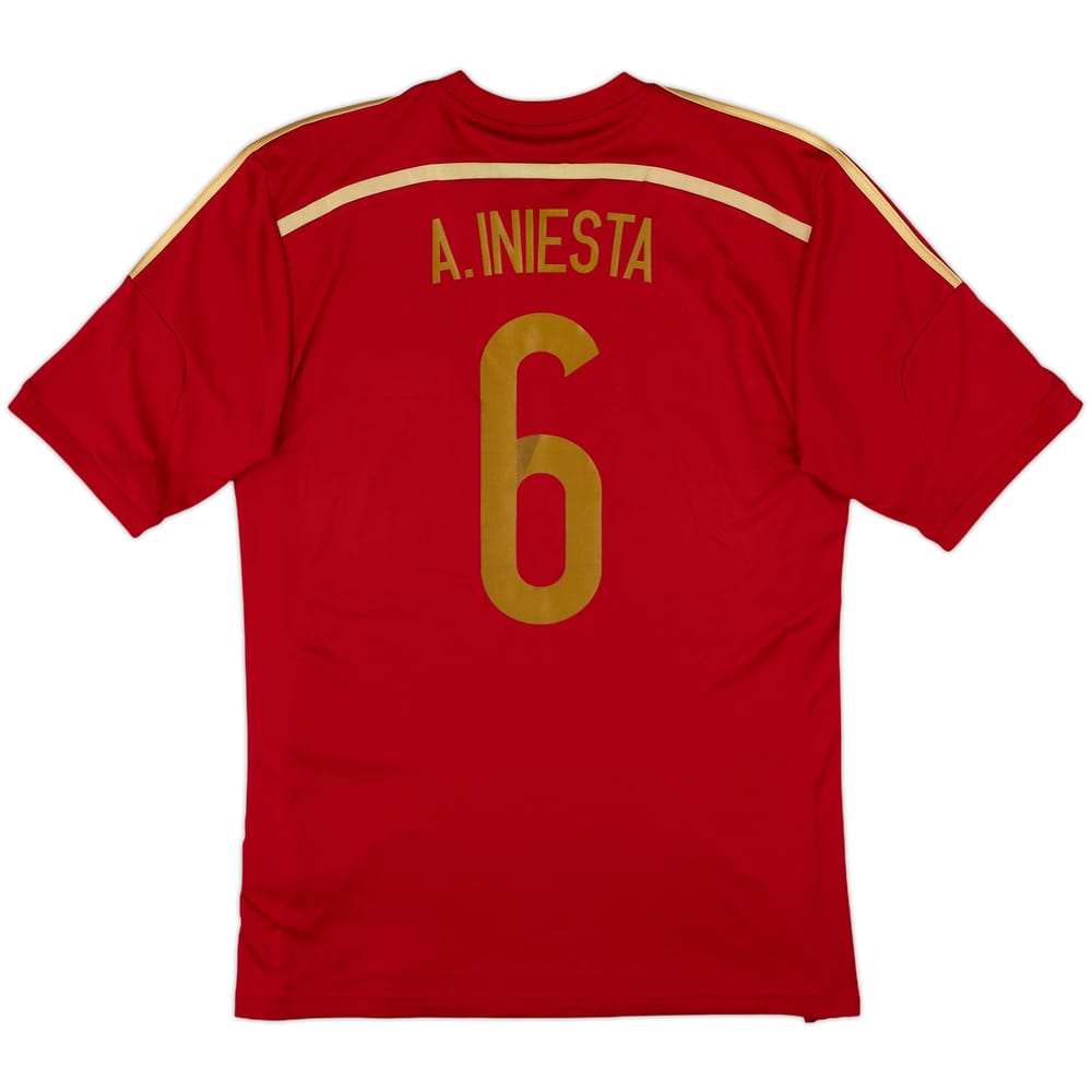 2013-15 Spain Home Shirt A.Iniesta #6 - 8/10 - (M)