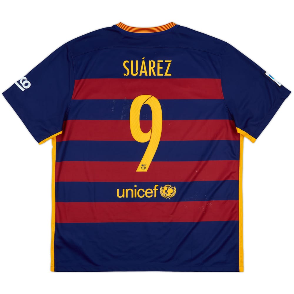 2015-16 Barcelona Home Shirt Suarez #9 - 5/10 - (XXL)