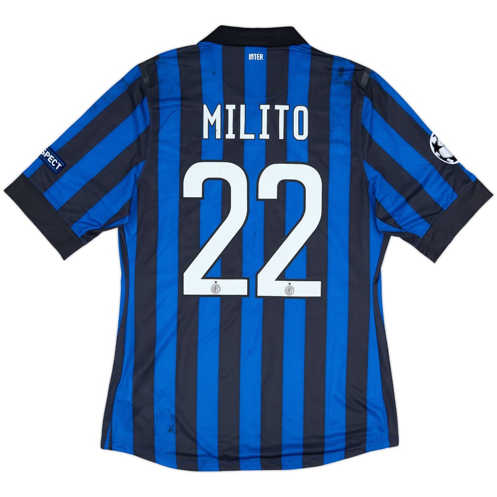2011-12 Inter Milan Player Issue Home Shirt Milito #22 - 5/10 - (L)