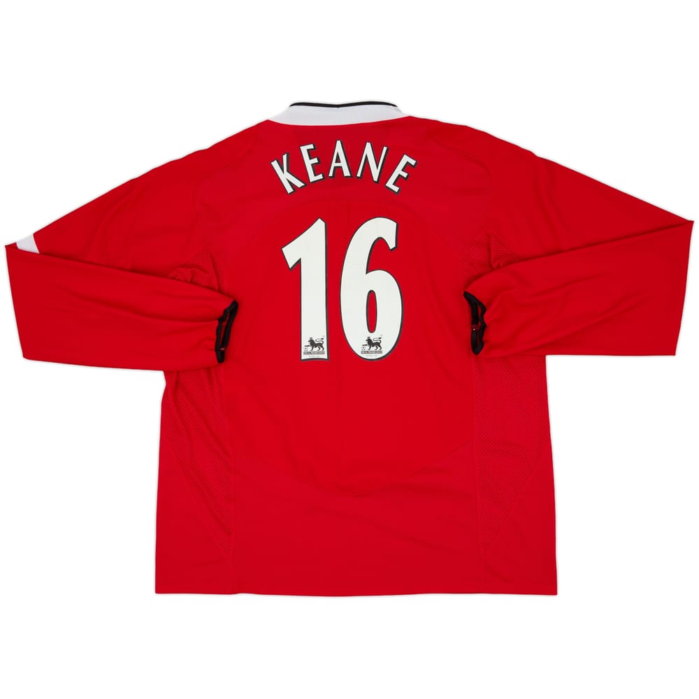 2004-06 Manchester United Home L/S Shirt Keane #16 - 8/10 - (XXL)