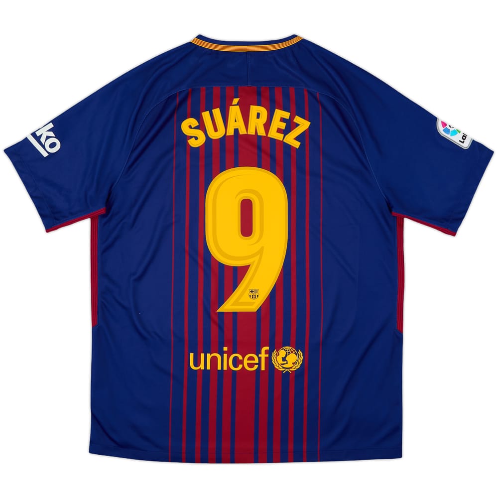 2017-18 Barcelona Home Shirt Suarez #9 - 10/10 - (L)