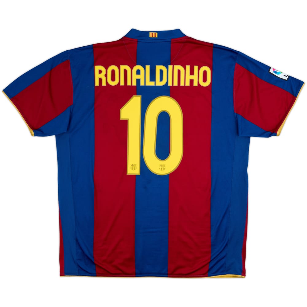 2007-08 Barcelona Home Shirt Ronaldinho #10 - 8/10 - (XXL)