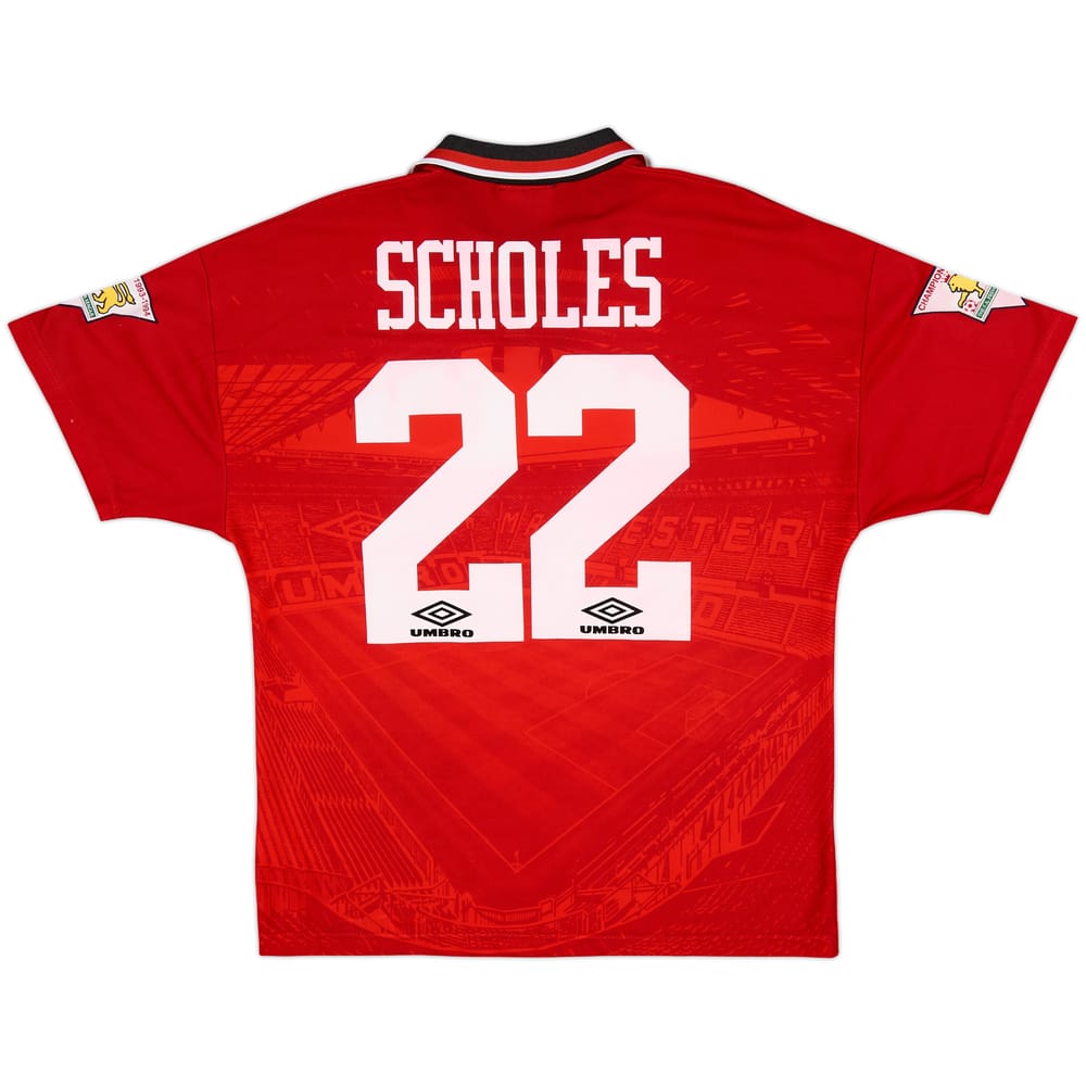 1994-96 Manchester United Home Shirt Scholes #22 - 8/10 - (M)
