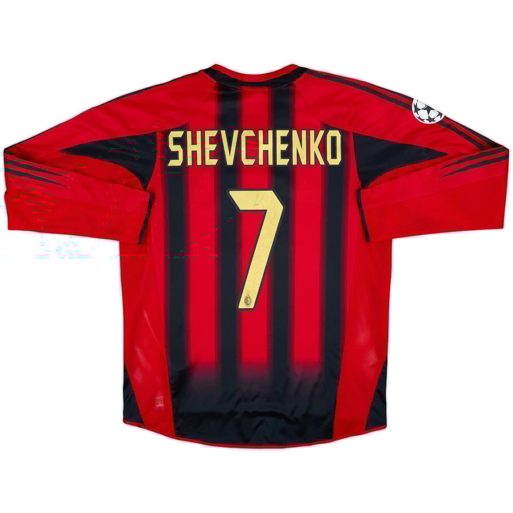 2004-05 AC Milan Home L/S Shirt Shevchenko #7 - 7/10 - (M)