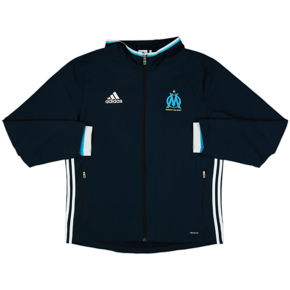 2015-16 Olympique Marseille adidas Hooded Track Jacket - 8/10 - (L)