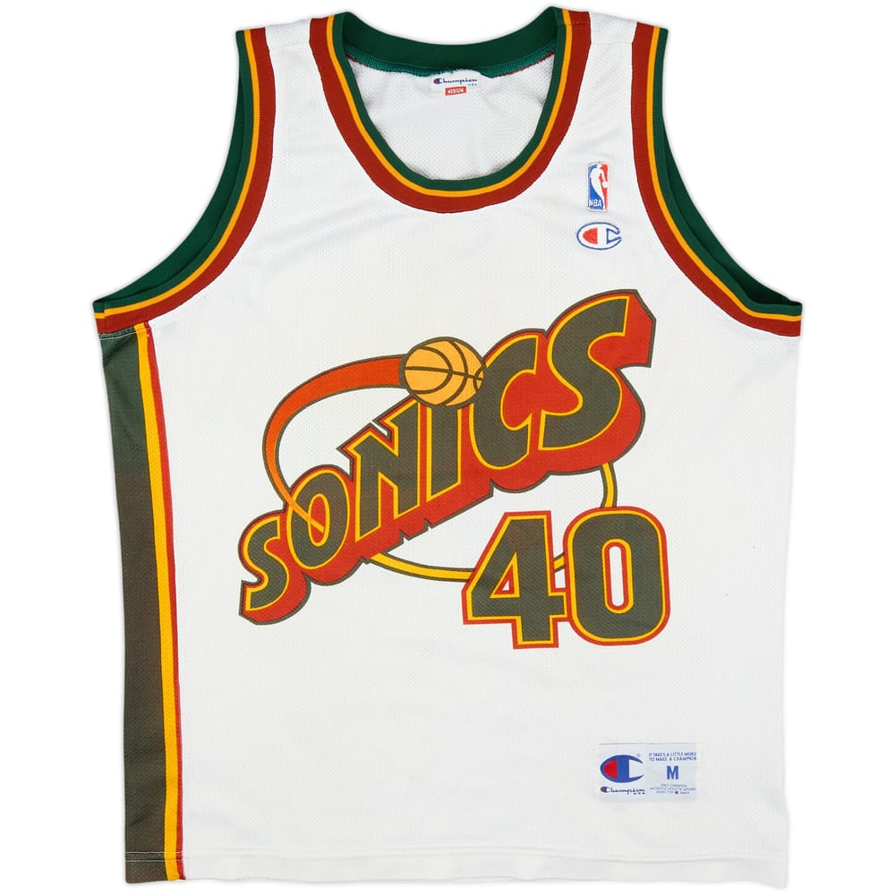1995-97 Seattle Supersonics Kemp #40 Champion Home Jersey - 6/10 - (M)