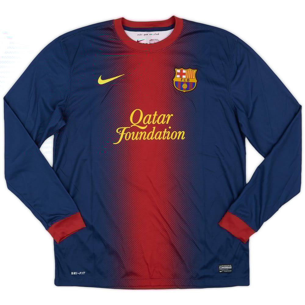 2012-13 Barcelona Player Issue Home L/S Shirt #18 - 8/10 - (L)