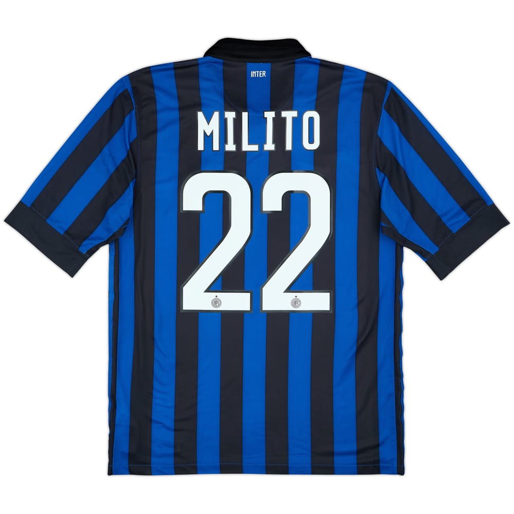 2011-12 Inter Milan Home Shirt Milito #22 - 9/10 - (M)