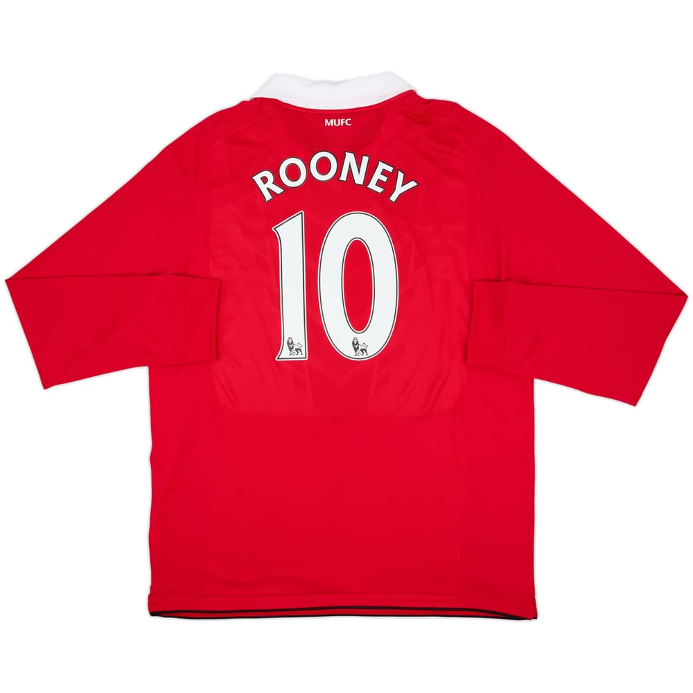 2010-11 Manchester United Home L/S Shirt Rooney #10 - 9/10 - (XL)
