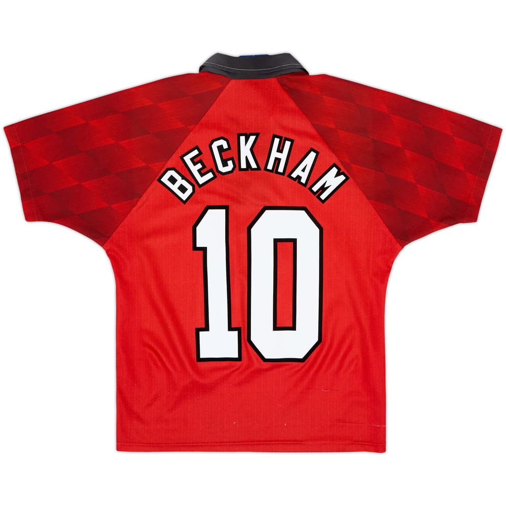 1996-98 Manchester United Home Shirt Beckham #10 - 8/10 - (Y)
