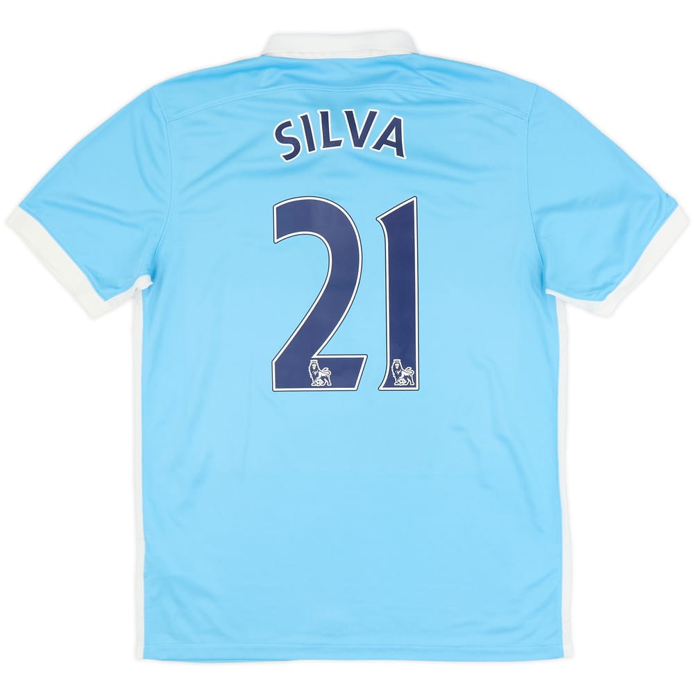 2015-16 Manchester City Home Shirt Silva #21 - 8/10 - (M)
