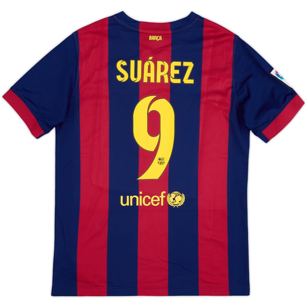 2014-15 Barcelona Home Shirt Suarez #9 - 9/10 - (XL.Boys)