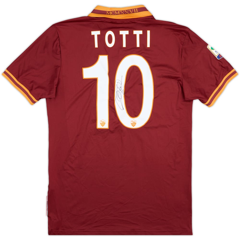 2013-14 Roma Signed Home Shirt Totti #10 - 8/10 - (L)