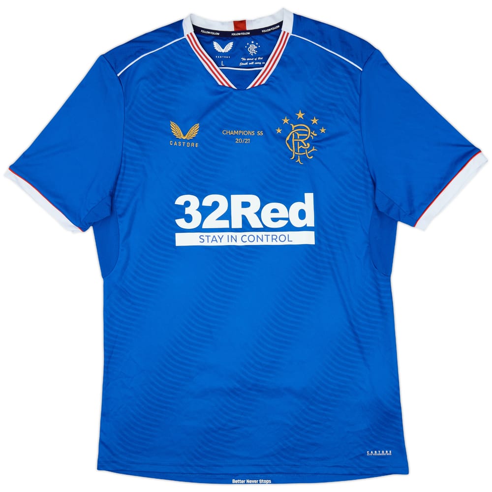 2020-21 Rangers 'Champions 55 20/21' Home Shirt - 8/10 - (L)