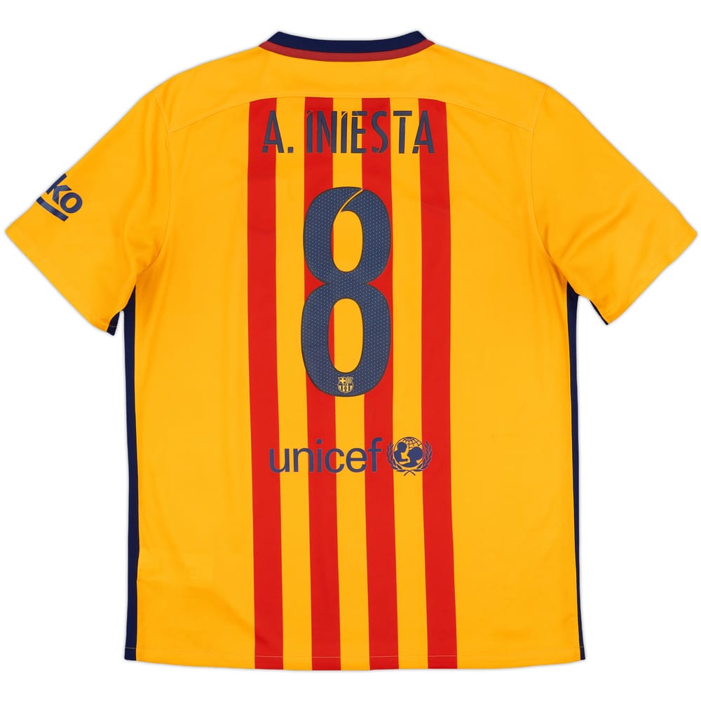 2015-16 Barcelona Away Shirt Iniesta #8 - 7/10 - (L)