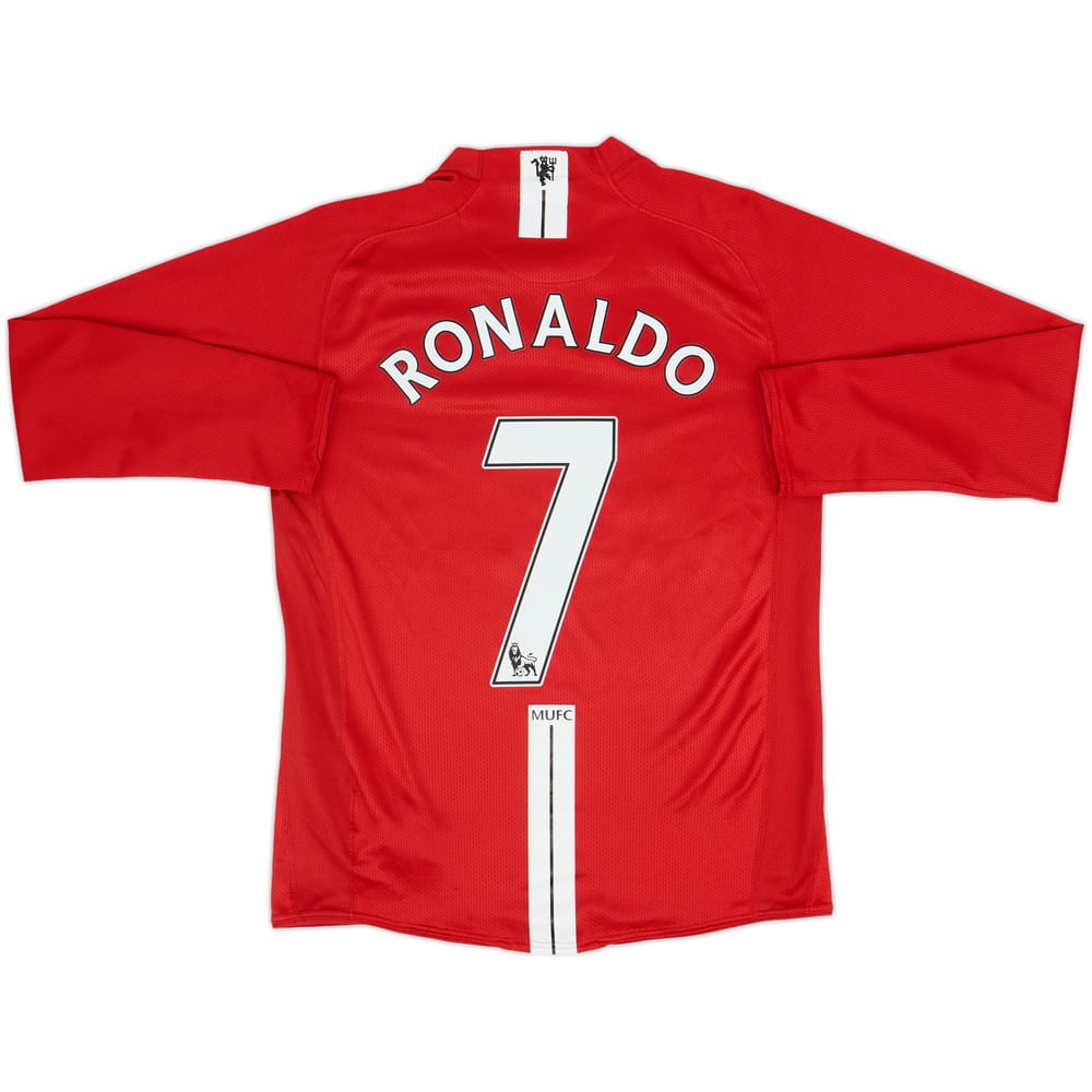 Camiseta de local de manga larga del Manchester United 2007-09 Ronaldo #7 - 6/10 - (S)