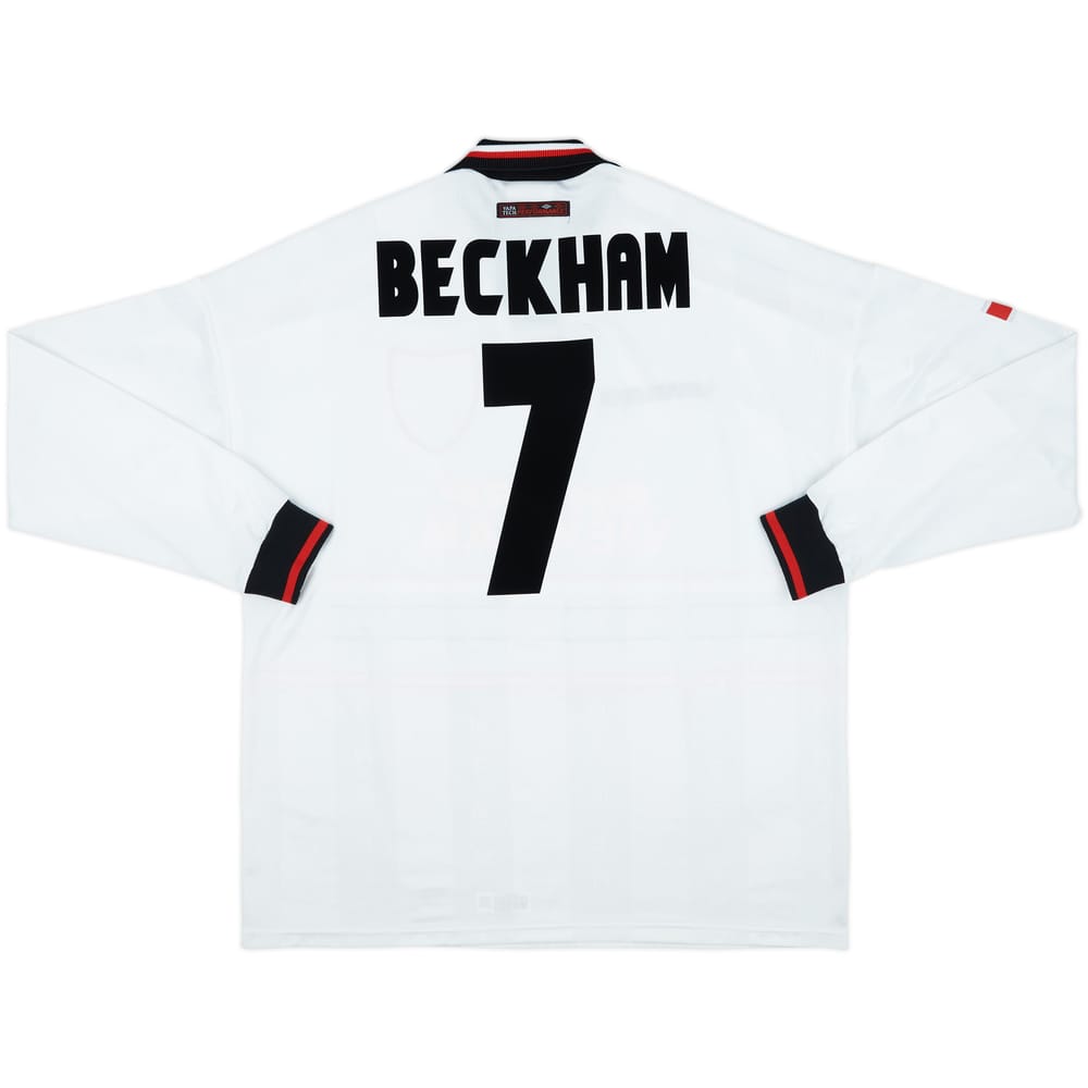 1997-99 Manchester United Away L/S Shirt Beckham #7 - 10/10 - (XXL)