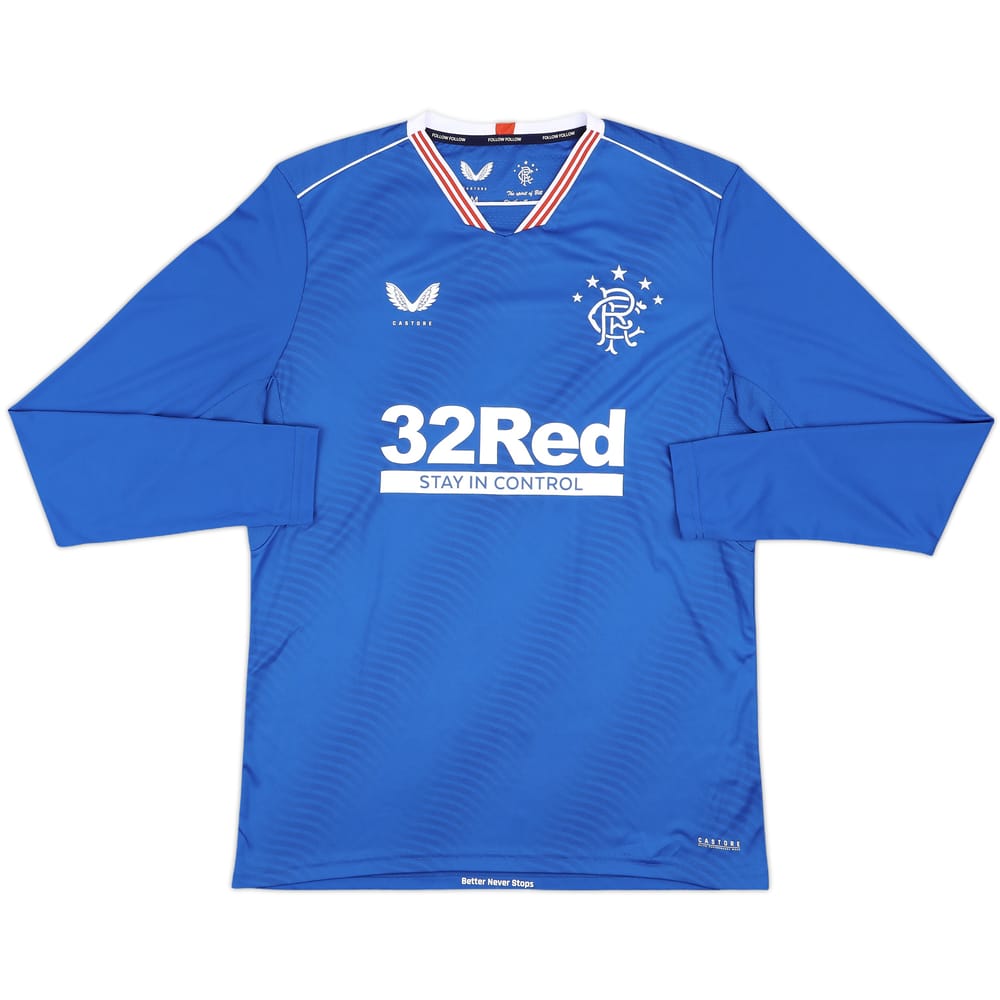 2020-21 Rangers Home L/S Shirt - 9/10 - (M)