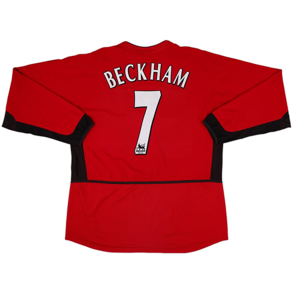 2002-04 Manchester United Home L/S Shirt Beckham #7 - 5/10 - (XL)