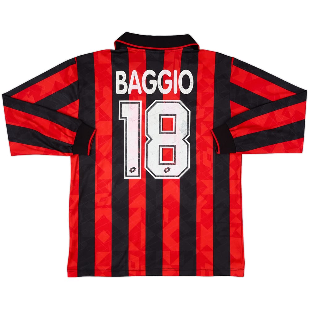 1994-95 AC Milan Home L/S Shirt Baggio #18 - 6/10 - (L)