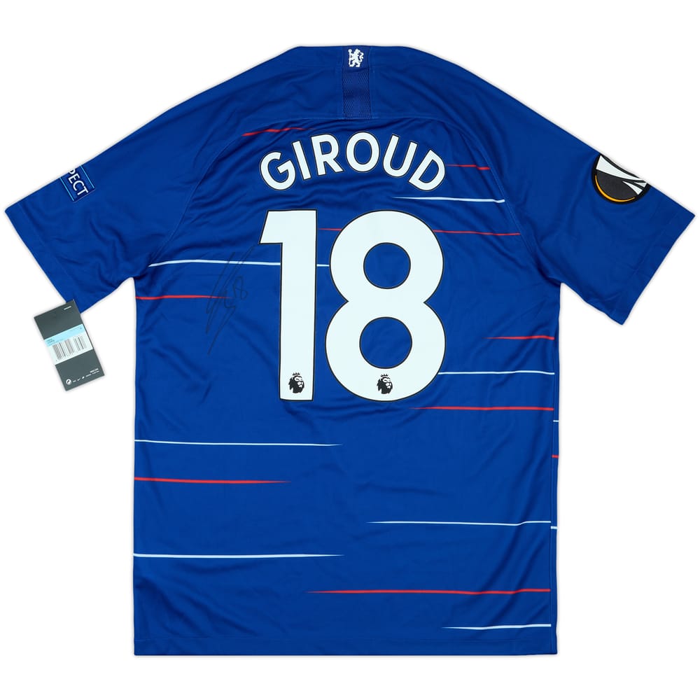2018-19 Chelsea Signed Europa League Home Shirt Giroud #18