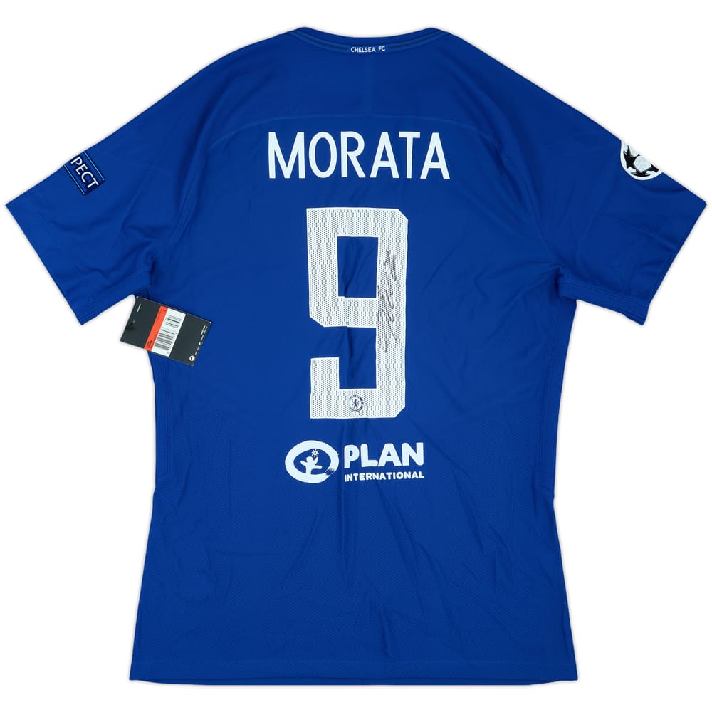 2017-18 Chelsea Player Issue Signed Champions League Home Shirt Morata #9