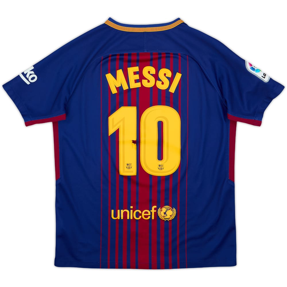 2017-18 Barcelona Home Shirt Messi #10 - 5/10 - (L.Boys)