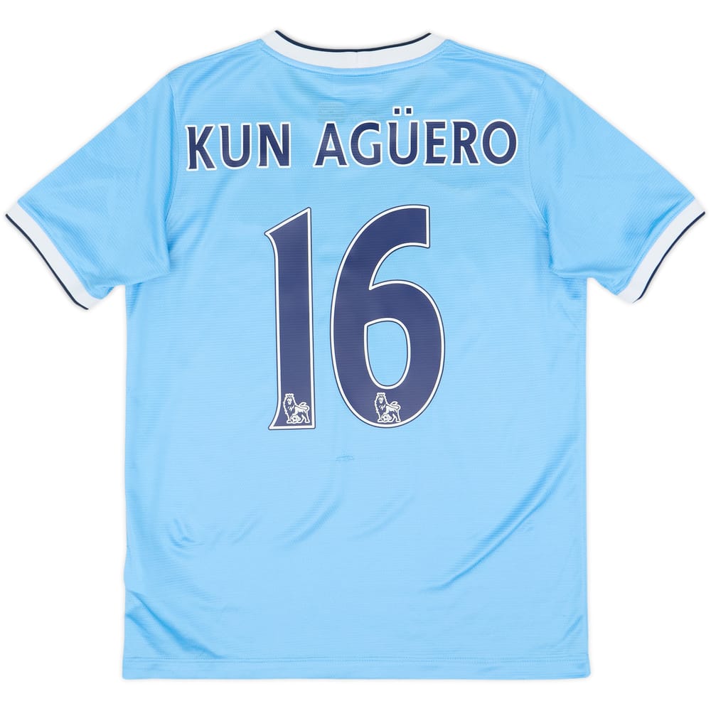 2013-14 Manchester City Home Shirt Kun Aguero #16 - 6/10 - (XL.Boys)