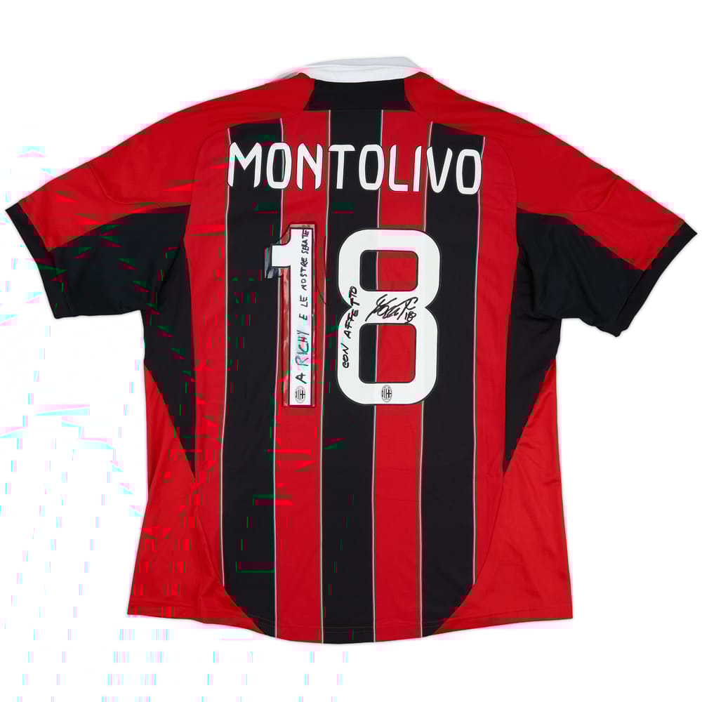 2012-13 AC Milan Signed Home Shirt Montolivo #18 - 4/10 - (XL)