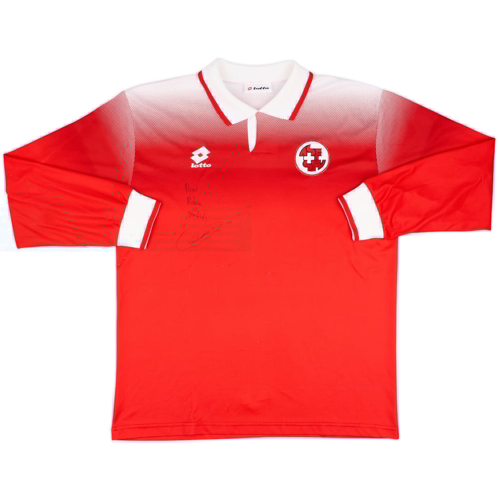 1996-98 Switzerland Match Issue Signed Home L/S Shirt #4