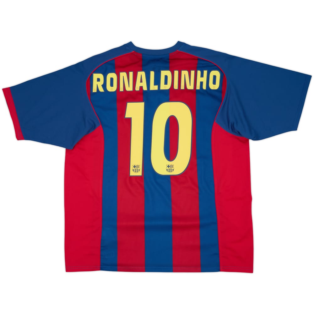 Camiseta básica de local del Barcelona 2004-05 Ronaldinho #10 - 8/10 - (XL)